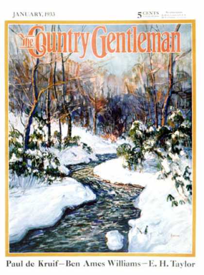 Country Gentleman - 1933-01-01: Stream in Snowy Woods (Baum)