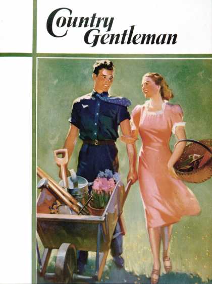 Country Gentleman - 1938-04-01: Pushing Her Wheelbarrow (F. Sands Bruner)