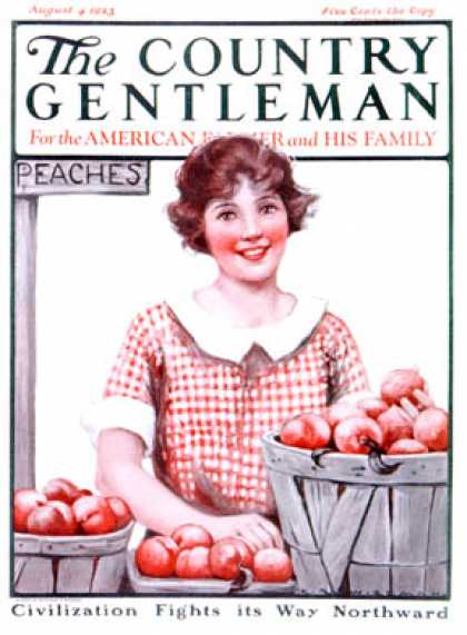 Country Gentleman - 1923-08-04: Baskets of Peaches (K.R. Wireman)