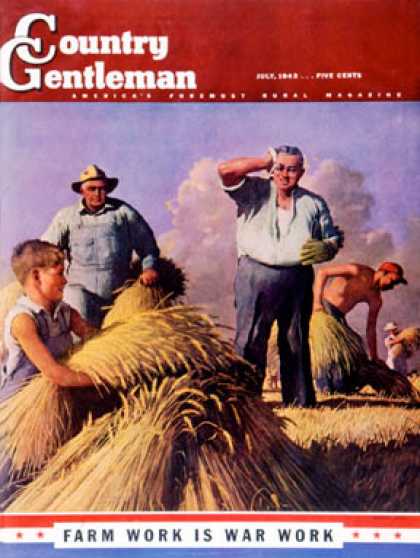 Country Gentleman - 1943-07-01: Wheat Harvest (Robert Riggs)