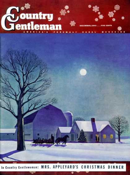 Country Gentleman - 1943-12-01: Moonlit Sleighride (Rockwell Kent)