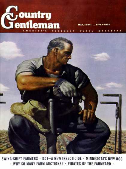 Country Gentleman - 1944-05-01: Farmer on Tractor (Robert Riggs)