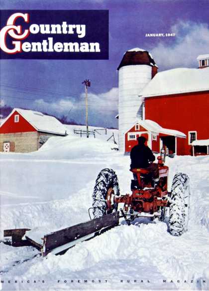 Country Gentleman - 1947-01-01: Plowing Path to the Barn (J. Julius Fanta)