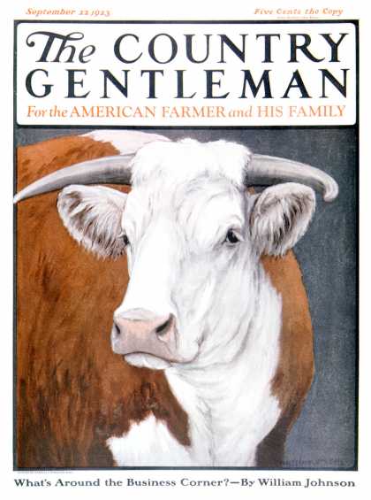 Country Gentleman - 1923-09-22: Head of Steer (Charles Bull)
