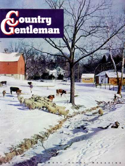Country Gentleman - 1948-02-01: Snowy Barnyard (J.C. Allen)