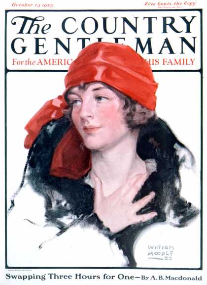 Country Gentleman - 1923-10-13: Woman in Fur and Red Hat (WM. Hoople)