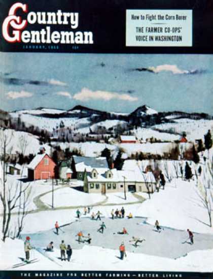 Country Gentleman - 1950-01-01: Skating on Farm Pond (Paul Sample)