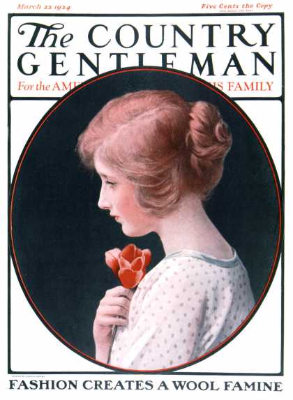 Country Gentleman - 1924-03-22: Woman and a Rose (Harold Copping)
