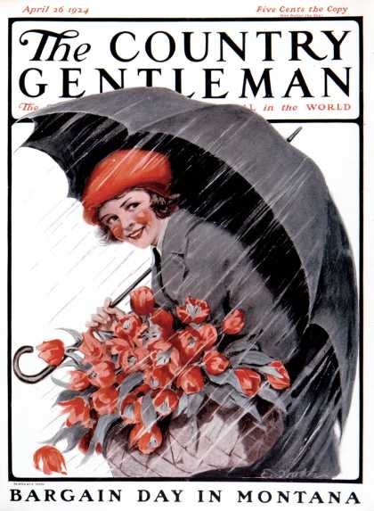 Country Gentleman - 1924-04-26: April Showers and Basket of Flowers (E. Troth)