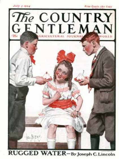 Country Gentleman - 1924-07-05: Two Boys Bringing Girl Ice Cream (George Brehm)