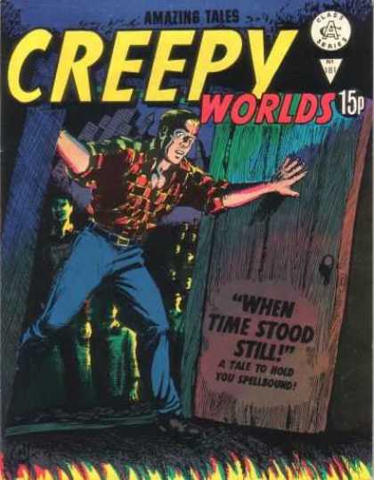 Creepy Worlds 181 - Shock Man - Open Door - Fire House - Blue Pants - Strip T-shirt