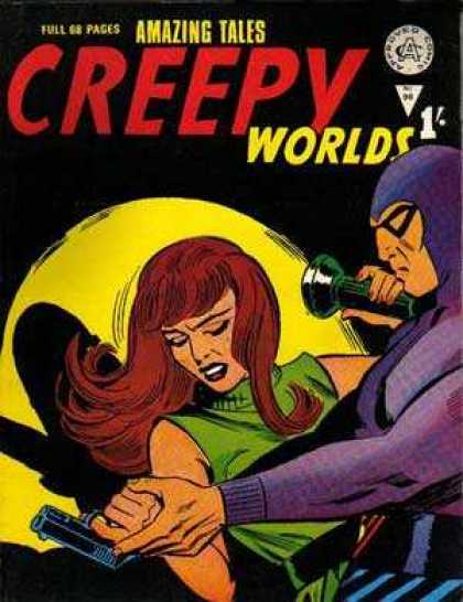 Creepy Worlds 98 - Flashlight - Woman - Gun - Brown Hair - Shadow