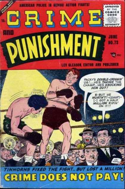Crime and Punishment 73 - Lev Gleason - Boxers - Boxing Ring - Crime Does Not Pay - Press