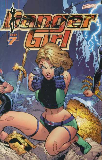 Danger Girl 7 - Hand Guns - Cliffhanger - Gold Mask - Sword - Shield