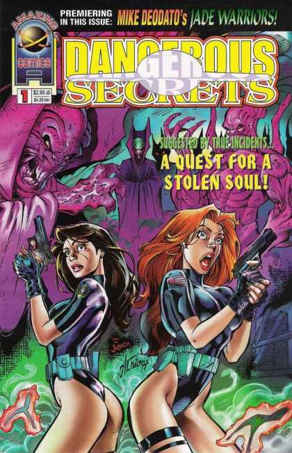 Dangerous Secrets 1 - Guns - Swimsuit - Purple Monsters - Surprised Look - Jade Warriors