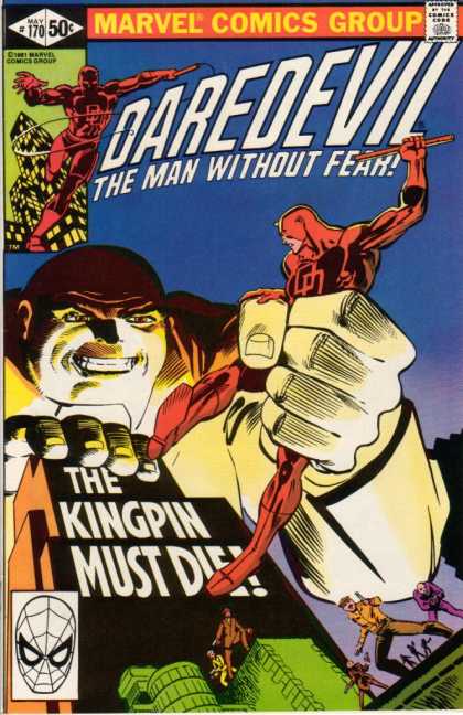 Daredevil 170 - Marvel Comics Group - Comics Code - The Man Without Fear - The Kingpin Must Die - Battle - Frank Miller