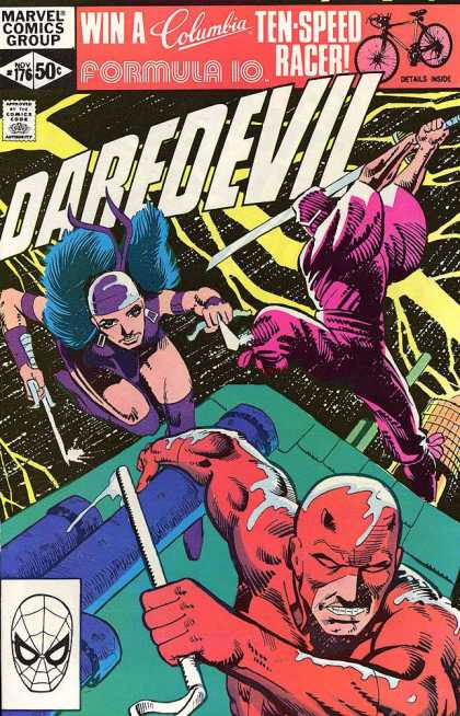 Daredevil 176 - Blue Haired Woman - Man In Purple Costume - Man In Red Costume - Volume 176 - 50 An Issue - Frank Miller