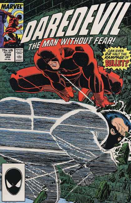 Daredevil 250 - Daredevil - Man Without Fear - Marvel - Bullet - Brick Wall - Al Williamson, John Romita