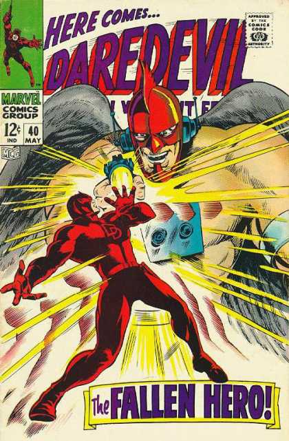Daredevil 40 - Approved By The Comics Code - Marvel Comics Group - Superhero - Fallne Hero - Superhuman - Gene Colan