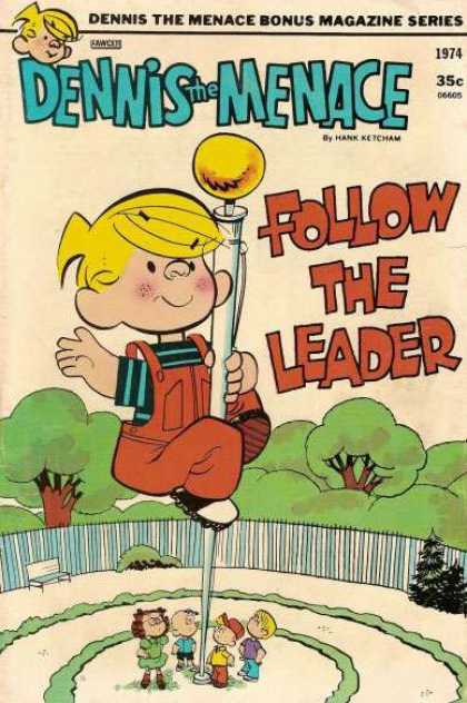 Dennis the Menace Bonus Magazine 132 - Boy - Trees - Overalls - Fence - Pole