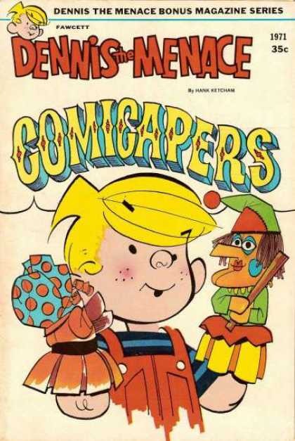 Dennis the Menace Bonus Magazine 97 - Comicapers - Blonde Hair - Puppets - Stick - Orange Coveralls