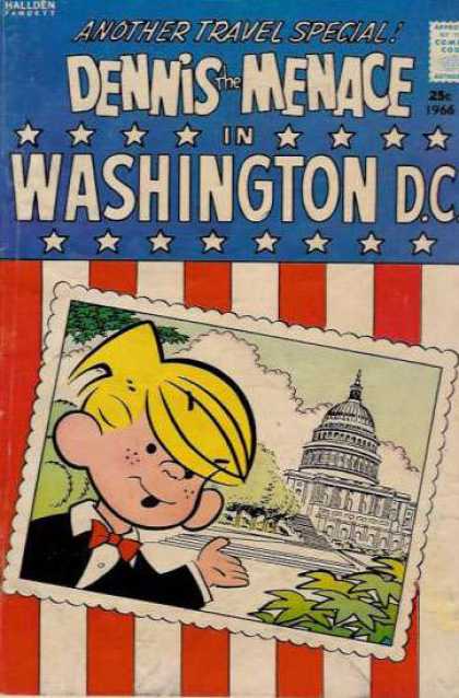 Dennis the Menace Special 40 - Dennis The Menace In Washington Dc - Us Capitol - Postage Stamp - Us Flag - 1966