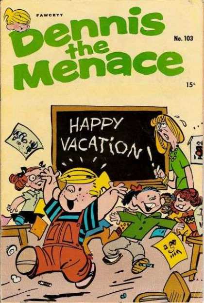 Dennis the Menace 103 - Vacation - Schoolroom - Teacher - Chalkboard - Fawcett