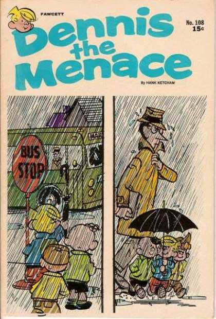 Dennis the Menace 108 - Rain - Umbrella - Boys - Man - Bus