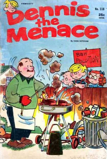 Dennis the Menace 118 - Mr Wilson - Barbecue - Fence - Hose - Ban Pollution