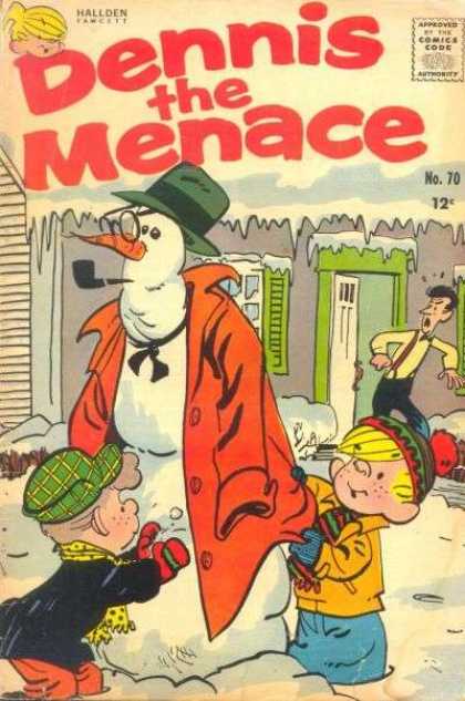 Dennis the Menace 70 - Snowman - Pipe - Hat - Coat - Angry Dad