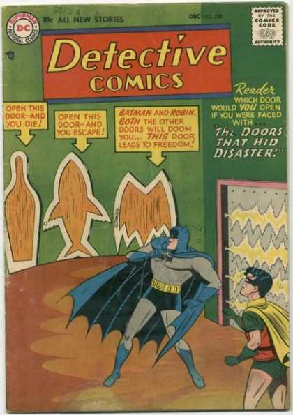 Detective Comics 238 - Batman - Three Doors - Disaster Behind A Door - Readers Choice - Whos Knocking On My Door - Sheldon Moldoff