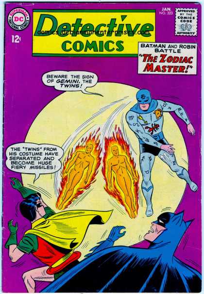 Detective Comics 323 - Batman - Robin - Zodiac Master - Gemini Twins - Fiery Missles - Sheldon Moldoff