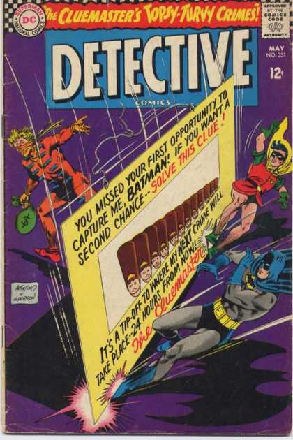 Detective Comics 351 - Batman - Robin - The Cluemasters Topsy-turvy Crimes - May No 251 - Billboard - Carmine Infantino