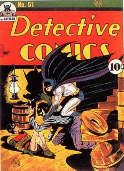 Detective Comics 51 - Batman - Robin - Rope - Shadow - Stairs - Bob Kane, Jerry Robinson