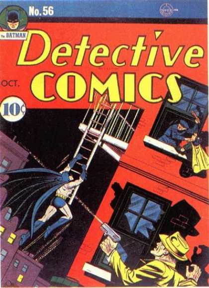 Detective Comics 56 - Batman - Robin - Gun - Fire Escape - Detective Comics - Bob Kane, Jerry Robinson