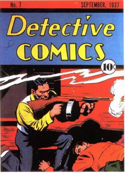Detective Comics 7 - Smoke - Machine Gun - Dead Guy - Red Wall - Yellow Shirt