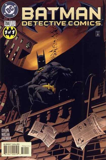 Detective Comics 704 - Bats - Batman - Roof - Building - Moon - Kevin Nowlan