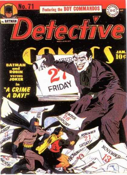 Detective Comics 71 - Joker - Calendar - Batman - Robin - Jerry Robinson