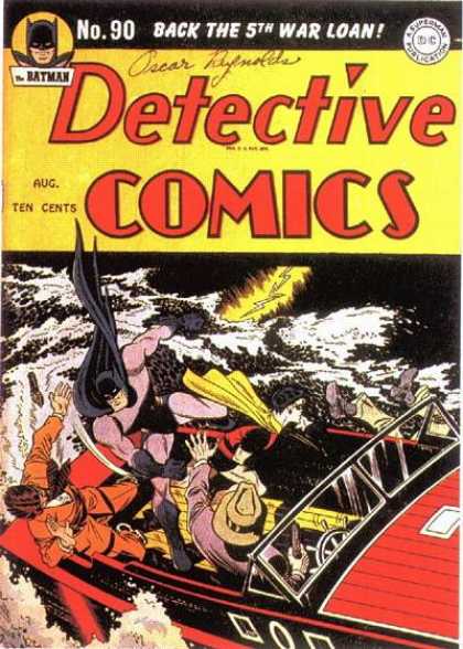 Detective Comics 90 - Batman - Boat - Robin - Water - Lightning