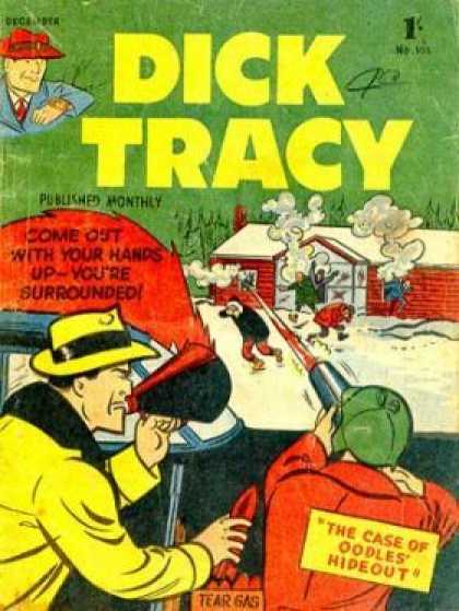 Dick Tracy 103 - Gunfire - Wood Cabin - Snow - Yellow Coat U0026 Hat - Black Car