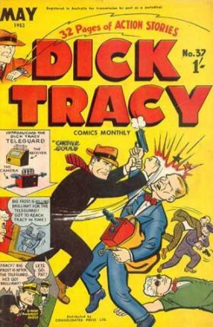 Dick Tracy 37 - Fight - Teleguard - 32 Pages Of Action Stories - Yellow Cover - Death