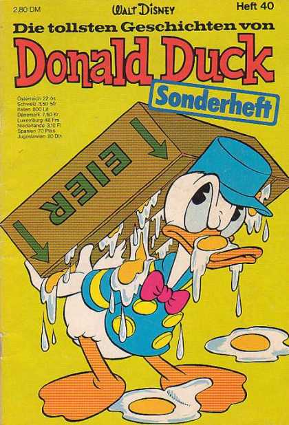 Die Tollsten Geschichten von Donald Duck 40 - Donald Duck - Eggs On Face - Carrying A Box - Walt Disney - Blue Hat