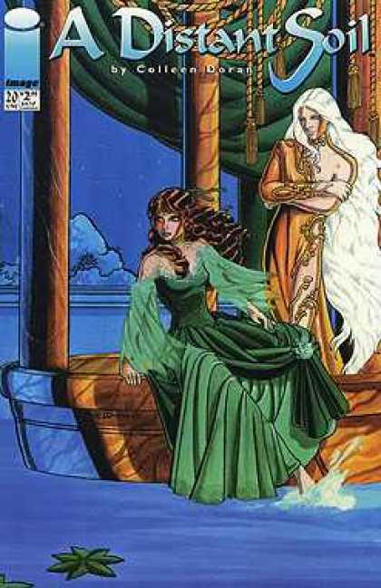 Distant Soil 20 - Image - Colleen Dorad - Green Dress - Brunette - Water