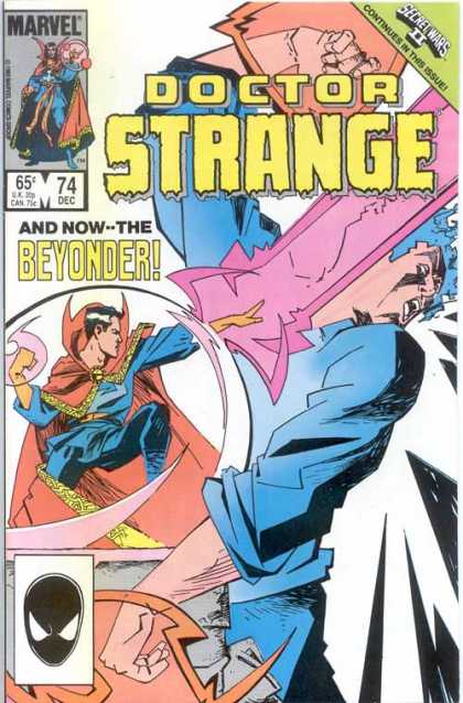 Beyonder - Strange - Dec - Secret Wars Ii - Red Cape - Mark Badger Doctor Strange 74 - Beyonder - Strange - Dec - Secret Wars Ii - Red Cape - Mark Badger