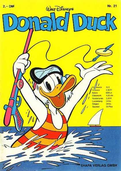 Donald Duck (German) 21 - Spear Gun - Goggles - Swimsuit - Water - Boat