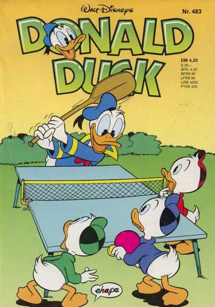 Donald Duck (German) 222 - Three Nephews - Table Tennis - Outdoors - Paddle - Table And Net