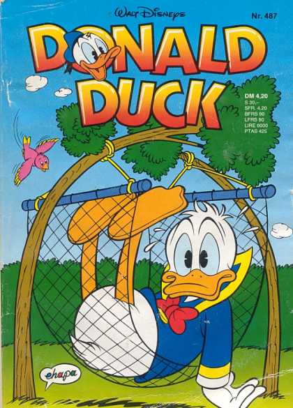 Donald Duck (German) 225 - Pink Bird - Tree - Hammock - Cartoon Bubble - Clouds