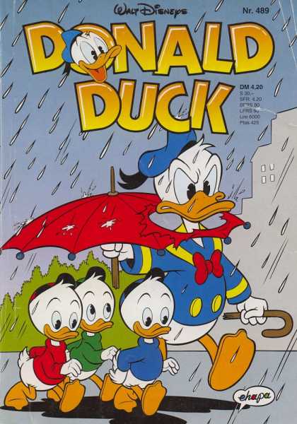 Donald Duck (German) 227 - Walt Disney - Ducks - Rain - Umbrella - Street