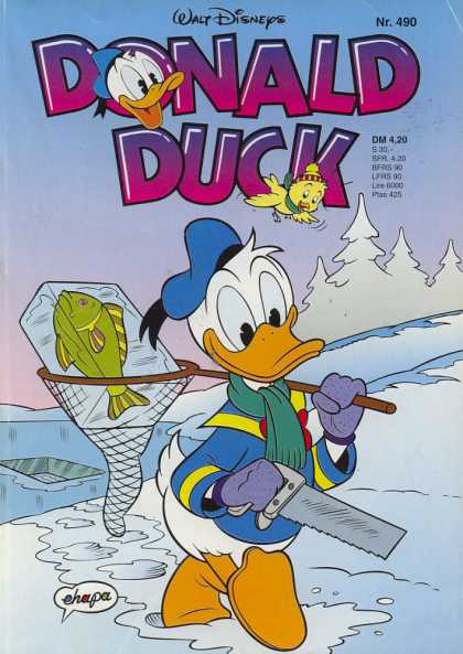 Donald Duck (German) 228 - Ice Fishing Hole - Hand Saw - Fish - Net - Frozen Water