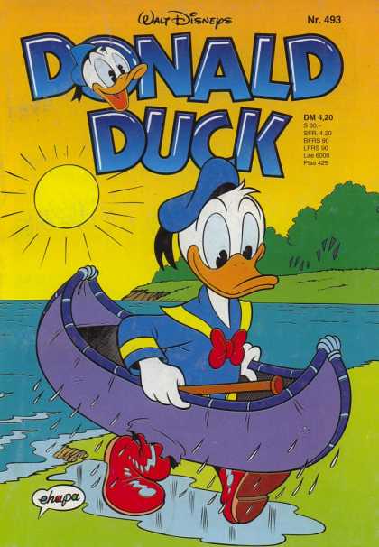 Donald Duck (German) 231 - Walt Disneys - Sun - Boat - Water - Yellow Sky
